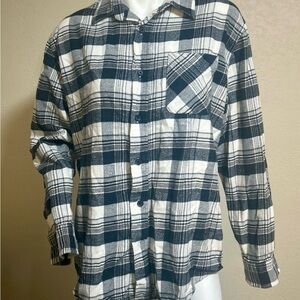 Telluride Clothing Co Flannel Shirt L Black White Plaid Button Front
